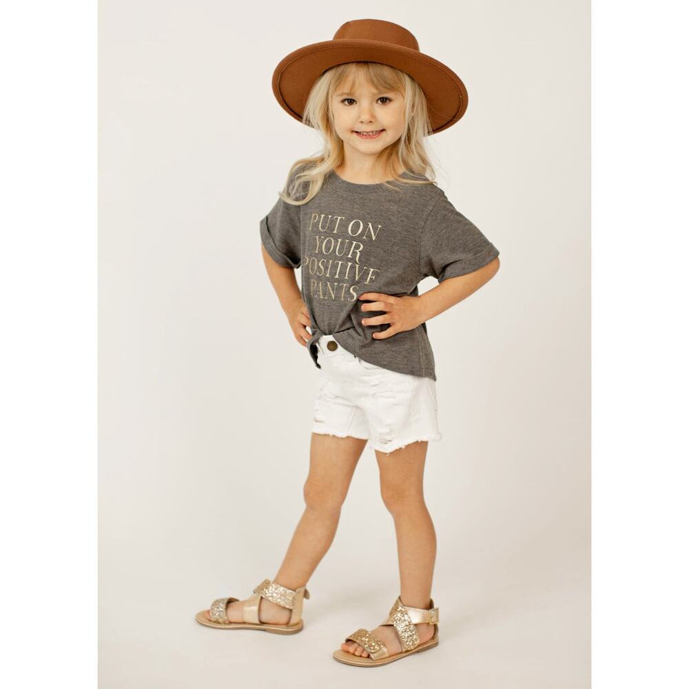 Joyfolie Mia Joy Positive Pants Tee in Heather Gray Girl’s Size 6